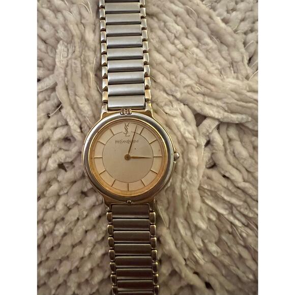 Vintage Yves Saint Laurent Wristwatch Two Tone Gold Silver Quartz✨ - Picture 4 of 14